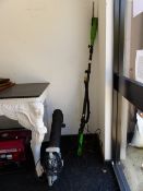 A RYOBI LEAF BLOWER/COLLECTOR AND AN ELECTRIC TELESCOPIC HEDGE TRIMMER.