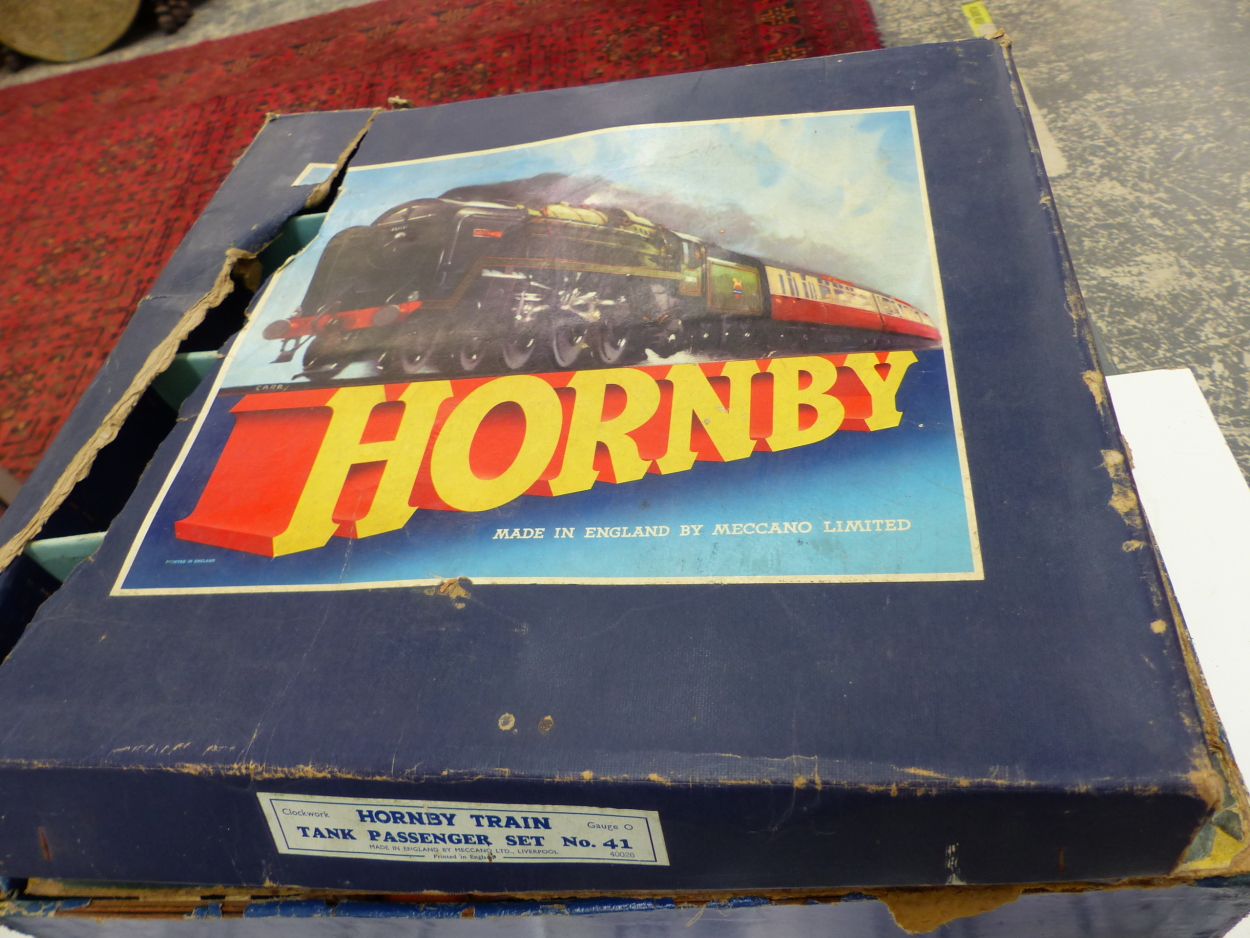 FIVE HORNBY BOXES FOR O GAUGE CLOCKWORK SETS PARTIALLY FILLED - Image 14 of 20