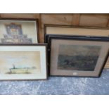 TWO ANTIQUE SPORTING PRINTS TOGETHER WITH VARIOUS FURTHER PICTURES ( QTY).