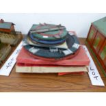 FOUR HORNBY BOXED O GAUGE TURN TABLES AND FIVE OTHERS