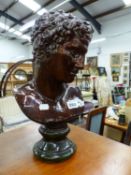 A LARGE POTTERY CLASSICAL STYLE BUST.