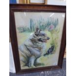 AN EARLY 20th.C. WATERCOLOUR OF A DOG AND CAT, SIGNED INDISTINCTLY AND TWO OTHER WATERCOLOURS BY