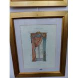 THREE DECORATIVE GILT FRAMED DRAPERY DESIGNS TOGETHER WITH VARIOUS ANTIQUE AND LATER PICTURES,