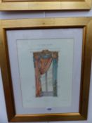 THREE DECORATIVE GILT FRAMED DRAPERY DESIGNS TOGETHER WITH VARIOUS ANTIQUE AND LATER PICTURES,