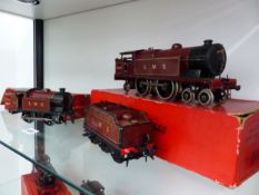 A HORNBY BOXED O GAUGE CLOCKWORK LMS 442 LOCOMOTIVE AND TENDER TOGETHER WITH AN LMS 040 LOCOMOTIVE