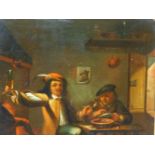 TWO PAIRS OF 19TH CENTURY OIL PAINTINGS INTERIOR SCENES AFTER THE OLD MASTERS - OIL ON METAL