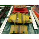 FIVE HORNBY BOXED O GAUGE TURNTABLES, ANOTHER LOOSE AND TWO LEVEL CROSSINGS