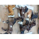 SIX VARIOUS HORSE AND COW FIGURES TO INCLUDE FOUR SIGNED BESWICK EXAMPLES.