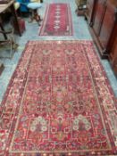 A PERSIAN ABDEH RUNNER 295 X 83 CM T/W A PERSIAN HAMADN RUG 235 X 146 CM