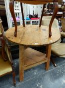 A PINE TWO TIER CRICKET TABLE