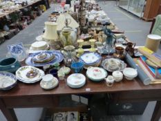 COPPER LUSTRE JUGS, TEA WARES, PLATES AND A MACINTYRE WASHINGTON FAIENCE JUG