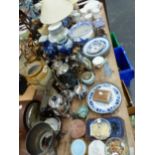 A CHINESE BLUE AND WHITE JAR AS A LAMP, ELECTROPLATE, A CLOCK, COLCLOUGH TEA WARES, ORIENTAL