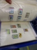 AN ALBUM OF INTERESTING WORLD STAMPS, VARIOUS TRAIN AND RAIL EPHEMERA, LOOSE STAMPS ETC
