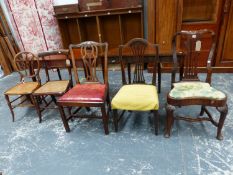 FIVE 18th AND 19th C. VARIOUS CHAIRS TO INCLUDE TWO WITH CANED SEATS