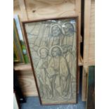 AFTER BURNE JONES. SAINTS, A DESIGN FOR STAINED GLASS, PRINT 97 x 43cms.