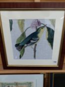 FOUR DECORATIVE PICTURES OF BIRDS, IN MAHOGANY FRAMES (4)