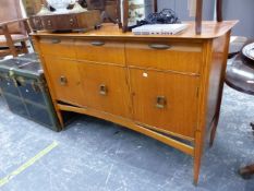 A MAHOGANY SIDE CABINET WITH THREE DRAWERS OVER THREE DOORS