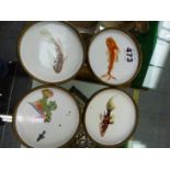 FOUR VINTAGE AUSTRIAN HAND ENAMELLED SMALL PIN TRAYS