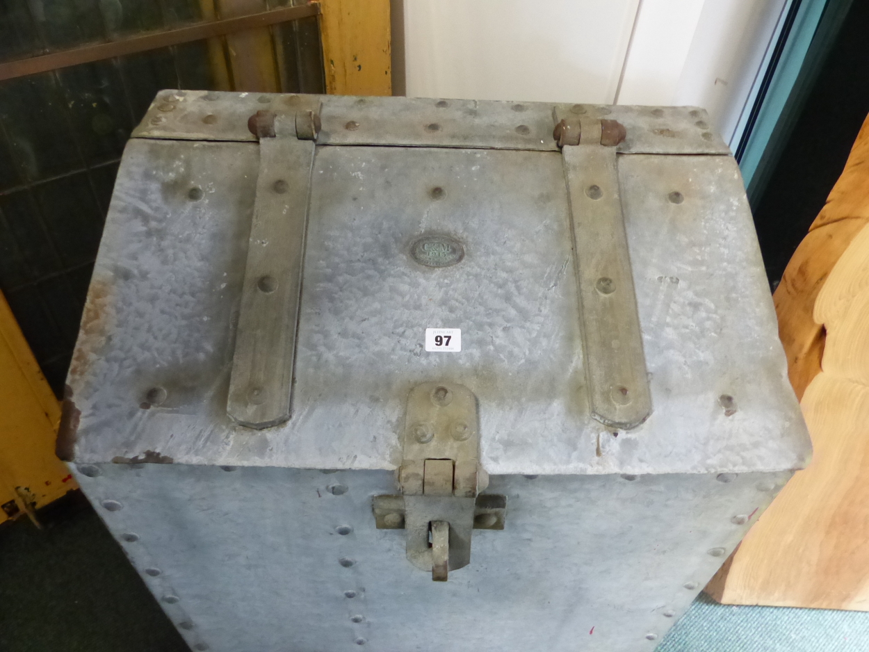 A DATED GALVANISED LOG BIN WITH MASSIVE LOCK CLASP - Image 2 of 4