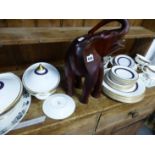 A ROYAL DOULTON DINNER SERVICE AND A LARGE ELEPHANT FIGURE