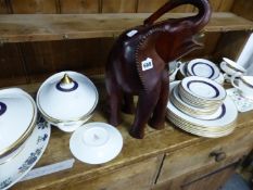 A ROYAL DOULTON DINNER SERVICE AND A LARGE ELEPHANT FIGURE