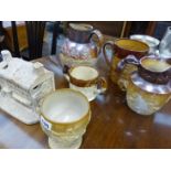 VARIOUS VICTORIAN POTTERY MUGS, VASES ETC