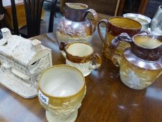 VARIOUS VICTORIAN POTTERY MUGS, VASES ETC