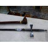 A SMALL COURT SWORD AND A DOGS HEAD WALKING STICK.