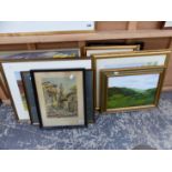 A GROUP OF 20th CENTURY LANDSCAPE WATERCOLOURS BY DIFFERENT HANDS, TOGETHER WITH VARIOUS PICTURES