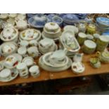 WORCESTER EVESHAM OVEN TO TABLE WARE TOGETHER WITH CANTON YELLOW GROUND BOWLS AND TEA POTS