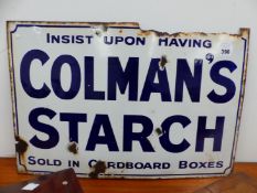 A COLMANS STARCH ENAMEL SIGN.