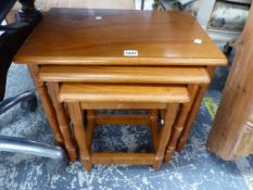 A NEST OF THREE PINE COFFEE TABLES