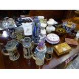 A QTY OF BEER STEINS AND OTHER CHINAWARES