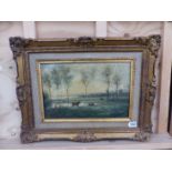 A DECORATIVE LANDSCAPE OIL PAINTING, AFTER COROT, THE STRETCHER STAMPED, STUDIO M. CANALS, 26 x