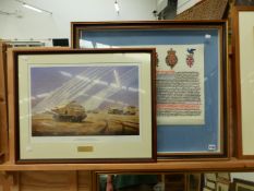 A FRAMED MILITARY /ROYAL ORDER PRESENTED TO PETER JAMES PHILIP BARWELL 1992, TOGETHER WITH A GULF