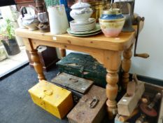 A PINE KITCHEN TABLE