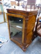 A VICTORIAN BURR WALNUT GLAZED MUSIC CABINET