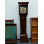 AN OAK LONG CASED CLOCK, THE SQUARE DIAL INSCRIBED W LOCK TAUNTON
