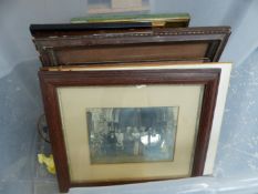 VARIOUS FRAMED VINTAGE FAMILY PHOTOGRAPHS AND OTHER PICTURES.