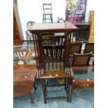 A NEST OF FOUR MAHOGANY TABLES TOGETHER WITH AN OAK TABLE ON BARLEY TWIST LEGS