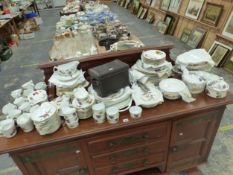 A COLLECTION OF WORCESTER EVESHAM OVEN TO TABLE WARES TOGETHER WITH SOME TREEN FIGURES