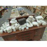 A COLLECTION OF WORCESTER EVESHAM OVEN TO TABLE WARES TOGETHER WITH SOME TREEN FIGURES