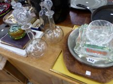 SCHWEPPES ASHTRAY, DECANTERS, PAPERWEIGHT, ETC.