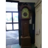 B MITCHELL, COCKERMOUTH, A 30 HOUR LONG CASED CLOCK, THE ARCHED DIAL AND THE CASE PAINTED