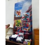 A POST OFFICE MARVEL COMICS STAMP ADVERTISEMENT POSTER, A QUANTITY OF MARVEL AND OTHER POSTCARD