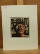 CONTEMPORARY ORIENTAL SCHOOL. PORTRAIT OF A MAN, PENCIL SIGNED WOODCUT, UNFRAMED, 19 x 14cm