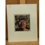 CONTEMPORARY ORIENTAL SCHOOL. PORTRAIT OF A MAN, PENCIL SIGNED WOODCUT, UNFRAMED, 19 x 14cm