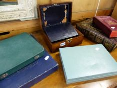 A SMALL VICTORIAN WORK BOX AND VARIOUS BOOKS