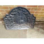 SMALL CAST IRON FIREBACK, H. 53 x W. 69cms.