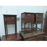 TWO MAHOGANY AND AN OAK BEDSIDE CUPBOARD